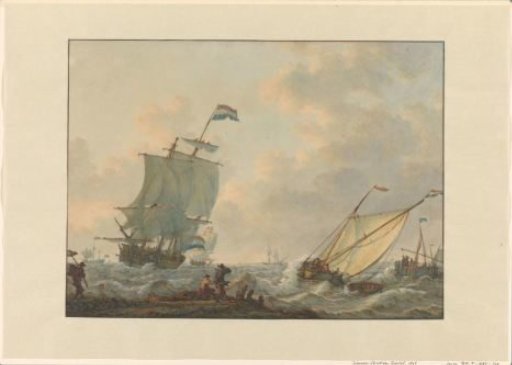 Sailing ships on rough water