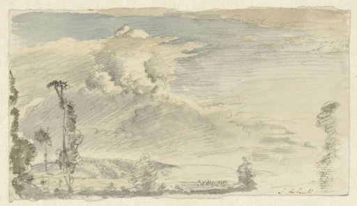 Cloudy sky above a hilly landscape