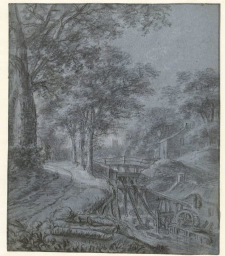 Watermill in a hilly landscape