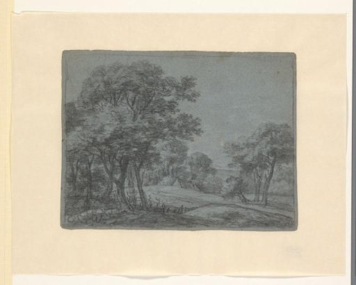 Hilly landscape with the roof of a house