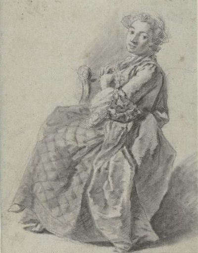 Study of a seated young woman, facing left