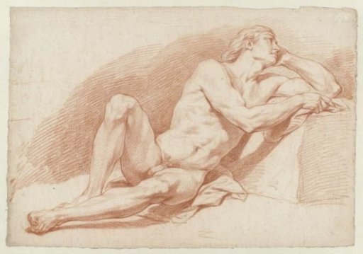 Seated, leaning male nude