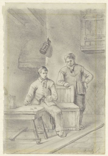 Standing and Sitting Man in an Inn Interior