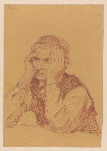 Seated Man with Head Supported by Hands