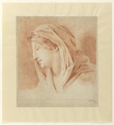 Head of a woman with a headscarf, in profile