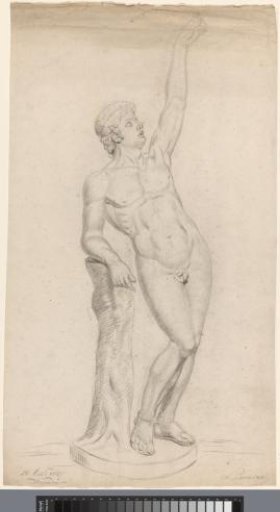 Plaster cast after an antique standing nude male with raised left arm