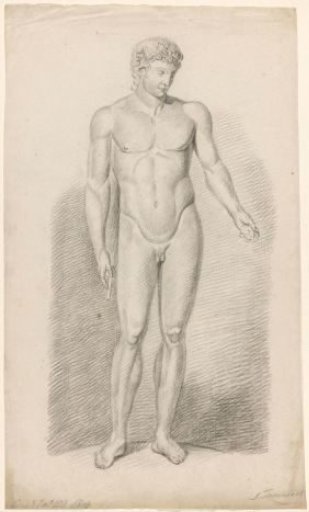 Plaster cast of an antique statue of a standing nude man
