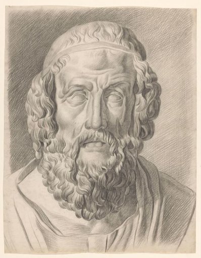Academic study after a plaster cast of an antique bust of a bearded man