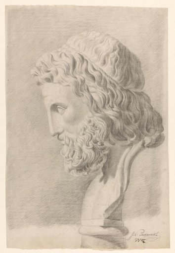 Academic study after a plaster cast of an antique bust of a bearded man