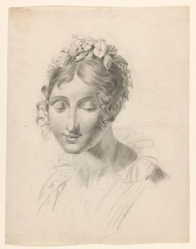 Bust of a woman with flowers in her hair