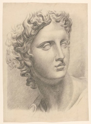 Academic study after a plaster cast of an antique statue: male head, facing right