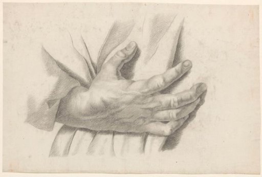 Academic study after a plaster cast of an antique statue: detail study of a hand