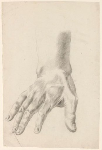 Academic study after a plaster cast of an antique statue: detail study of a hand