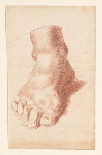 Academic study after a plaster cast of an antique statue: detail study of a foot