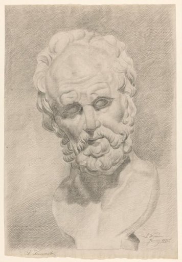 Plaster cast of an antique bust of a bearded man