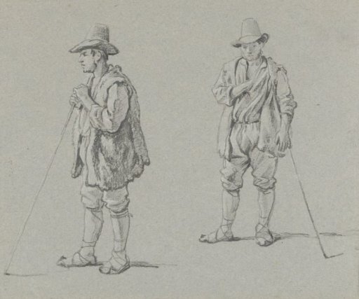 Two studies of a standing shepherd