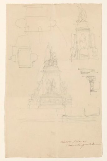Sketch sheet with designs for the monument for Bernhard, Duke of Saxe-Weimar