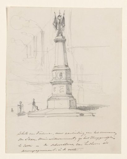 Sketch sheet with design for the monument for Bernhard, Duke of Saxe-Weimar, on the Huygensplein in The Hague