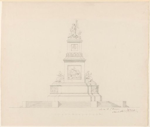 Sketch sheet with design for the monument for Bernhard, Duke of Saxe-Weimar, on the Huygensplein in The Hague