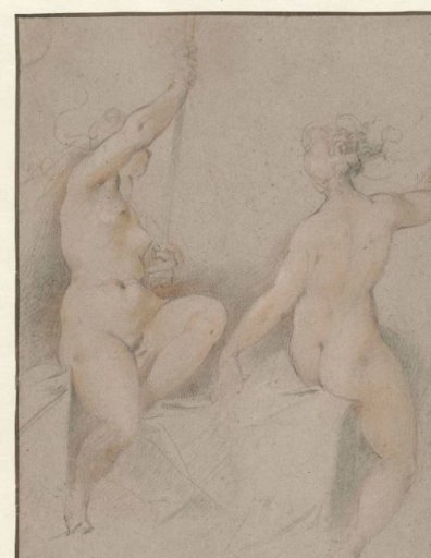 Two seated female nudes