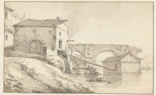 Watermill near a Collapsed Bridge