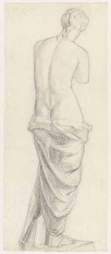 Academic study after a plaster model of an antique female nude, from behind