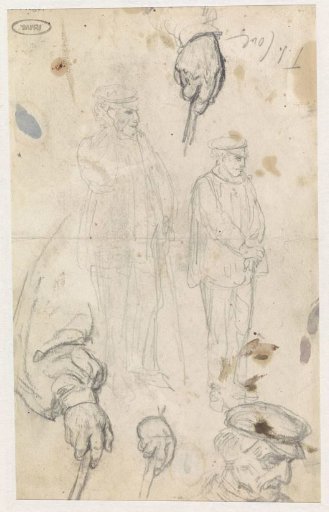 Studies of a standing peasant with a staff