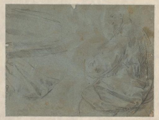 Seated man and study of his clothing