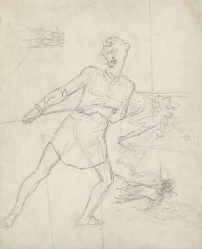 Standing man pulling on a rope