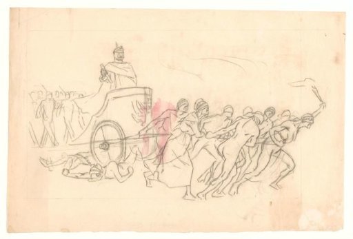 War chariot drawn by Anarchy and Bolsheviks, crushing Democracy and Freedom