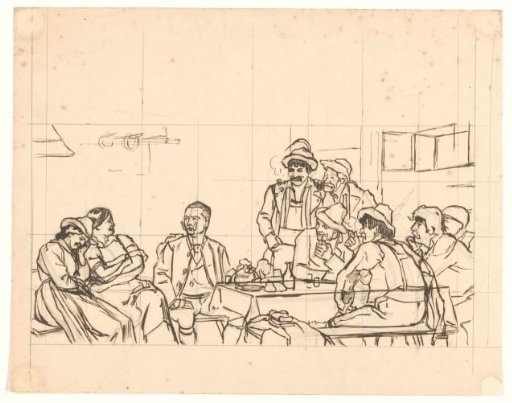 Design for an illustration in De Amsterdammer: Germans in a tavern (24 August 1902)