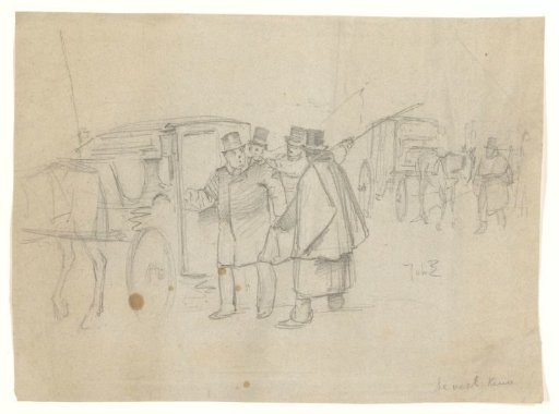 Man with a taxi among other drivers