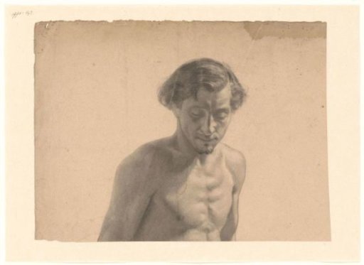 Male nude, half-length, looking down