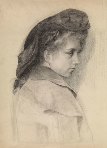 Portret van een jonge vrouw, naar rechts