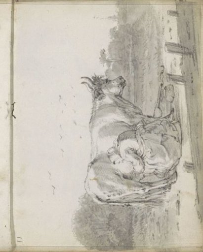 Peasant Milking a Cow in a Landscape