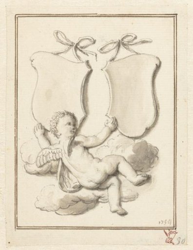 Putto with two coats of arms