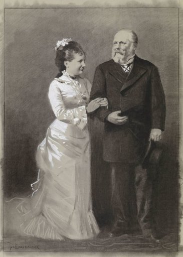 Design for an Illustration in De Amsterdammer: His Majesty King William III and his Young Wife Queen Emma, 1879