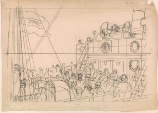 Design for an Illustration in De Amsterdammer: The 2000th Issue. On Board the De Amsterdammer