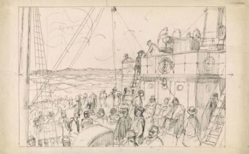 Design for an Illustration in De Amsterdammer: The 2000th Issue. On Board the De Amsterdammer