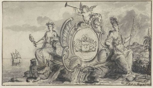 Allegorical representation with Prudence, Minerva and two children