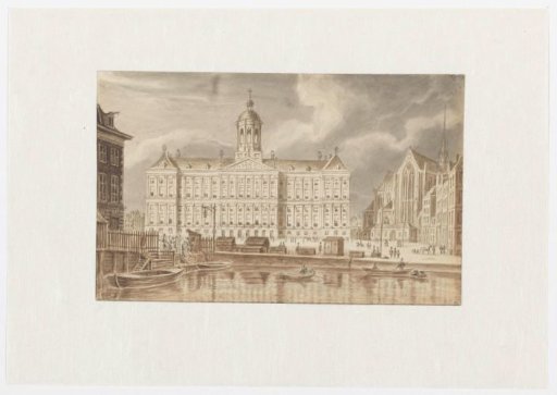 View of the Royal Palace and the New Church on the Dam in Amsterdam