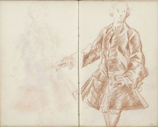 Standing man with outstretched arm