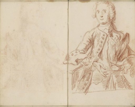 Standing man with an outstretched hand