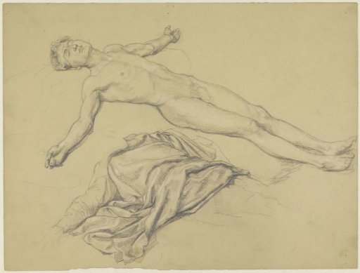 Study of a Reclining Nude Man and Drapery