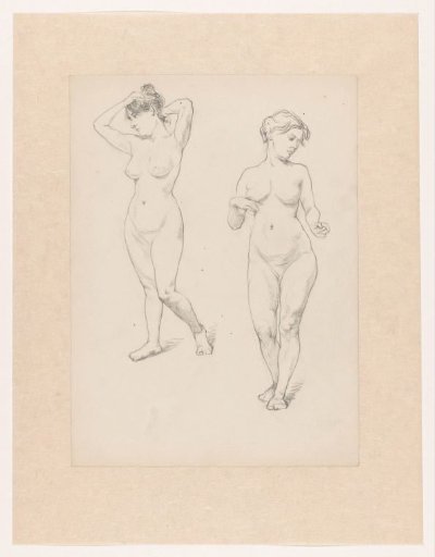 Two standing female nudes