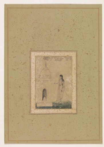 Standing woman before a linga altar