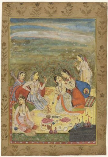 Group of six women in a landscape