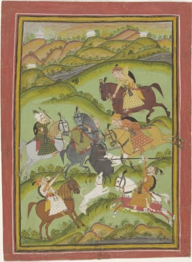 Hunting party from Bundi with a wild boar