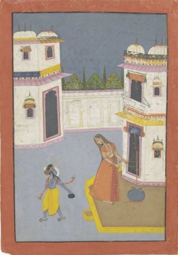 Krishna Steals Butter from the Churning Yasoda