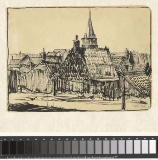 View of houses and church in Scheveningen